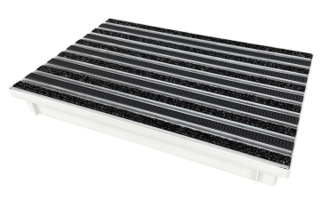ACO Bodenwanne 60 x 40cm mit Einlage Rips anthrazit und Gummiprofil schwarz und Wasserwaage